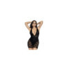 Robe courte en dentelle noire et large décollectée  